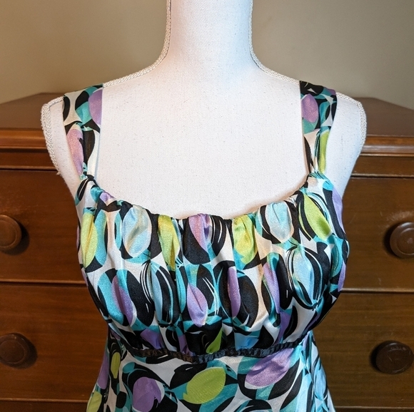 Vintage Byer IZ California Silky Geometric Baby-doll Tank SZ L - Picture 6 of 13